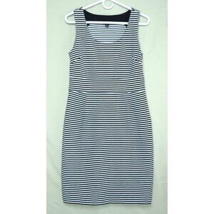 Banana Republic Sleeveless Midi Tank Dress Blue White Stripes Bodycon Women's 10